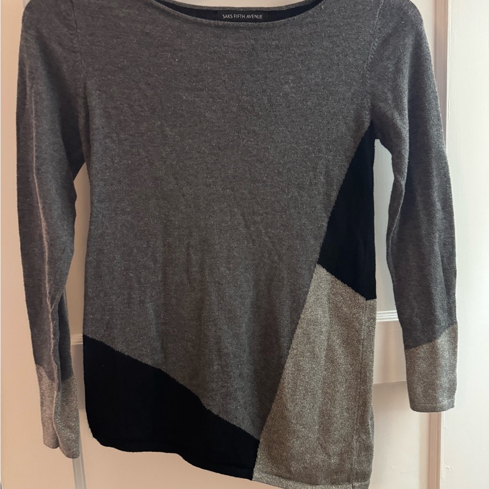 Gray and Black Geometric Sweater